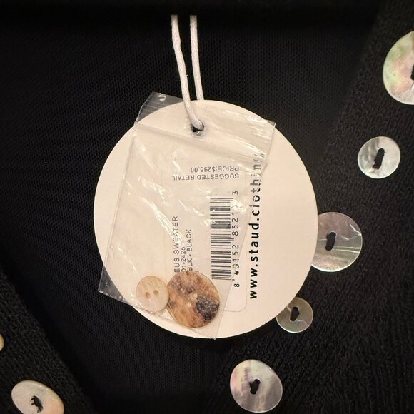 STAUD NEREUS MOTHER OF PEARL BUTTONS RIBBED SWEATER DRESS NEW WITH TAGS (NWT) - Picture 8 of 11